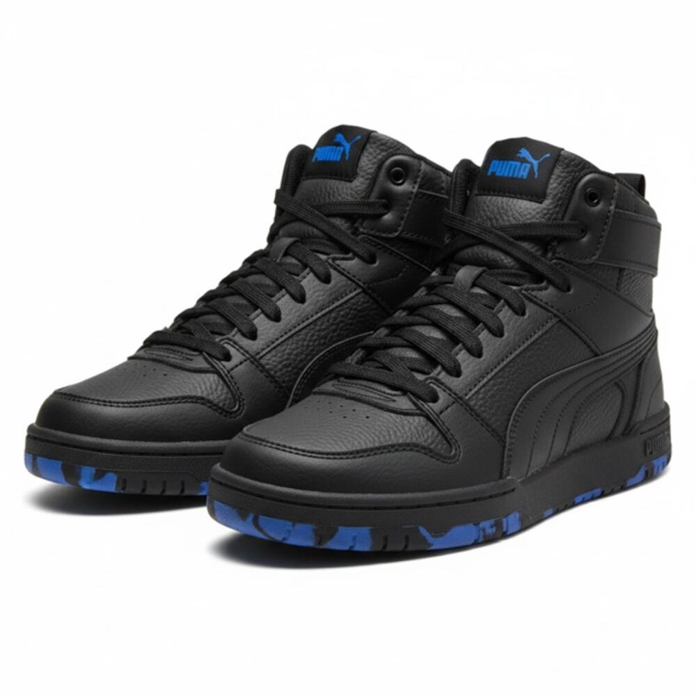 Puma Mid Top Sneakers Men's Size 7 Black Blue Lace Up
